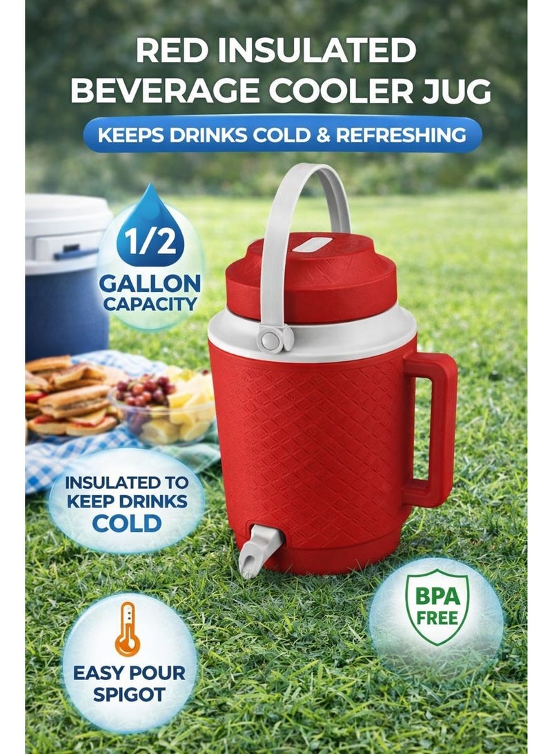 Cosmoplast جهاز تبريد المشروبات المعزول - موزع مياه سعة 1/2 جالون، خالي من BPA، غطاء مانع للتسرب، يحافظ على برودة المشروبات في الهواء الطلق، التخييم، الرياضة - Image 1